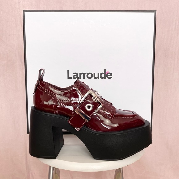 Larroude Shoes - LARROUDÉ Stewart Platform Oxford In Carmin Patent Leather, Size 7